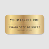 Metallic Gold Custom Logo Office Employee Staff Namensschild (Vorderseite)