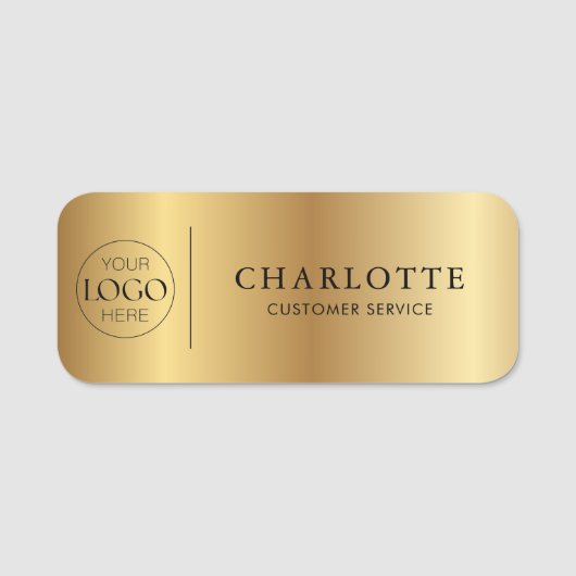 Metallic Gold Custom Logo Office Employee Staff Namensschild (Vorderseite)