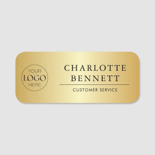 Metallic Gold Custom Logo Office Employee Staff Namensschild (Vorderseite)