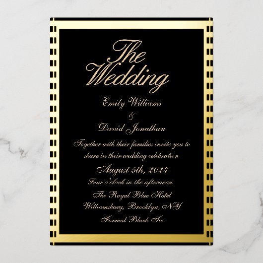 Metallic Gold Dark Wedding Folieneinladung (Vorderseite)