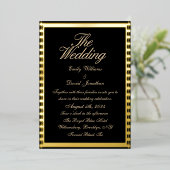 Metallic Gold Dark Wedding Folieneinladung (Stehend vorne)