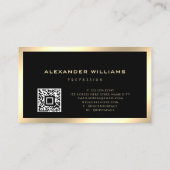 Metallic Gold Effect Friseur QR Code Scissor Visitenkarte (Rückseite)