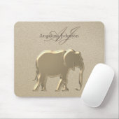 Metallic Gold Elephant Classiy Elegant Monogrammed Mousepad (Mit Mouse)