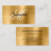 Metallic Gold Fancy Monogram Visitenkarte (Vorne/Hinten)