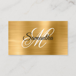 Metallic Gold Fancy Monogram Visitenkarte