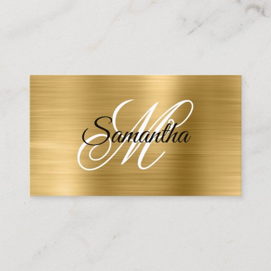 Metallic Gold Fancy Monogram Visitenkarte (Vorderseite)