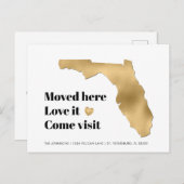 Metallic Gold Florida Karte Neue Adresse (Vorne/Hinten)