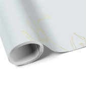 Metallic Gold Foliage & Floral Elegant Dusty Blue Geschenkpapier (Rolleneckpunkt)