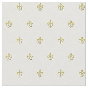 Metallic Gold French Lilie Combed Cotton Stoff