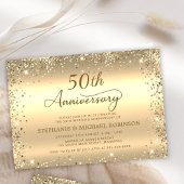  Metallic Gold Glitter 50th Wedding Anniversary Einladung