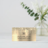 Metallic Gold Glitzer Tropfen Monogram Logo Visitenkarte (Stehend Vorderseite)
