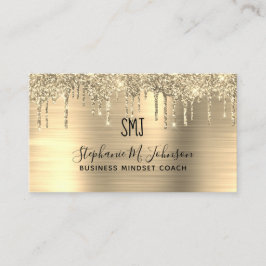 Metallic Gold Glitzer Tropfen Monogram Logo Visitenkarte