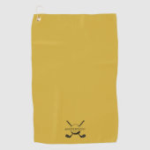 Metallic Gold Golf Towel Featuring Name and Logo Golfhandtuch (Vorderseite)
