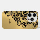 Metallic Gold Hintergrund Schwarzer Swirl Ornament Case-Mate iPhone Hülle (Rückseite (Horizontal))