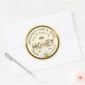 Metallic Gold Honey Label Bee Daisy Blume Elfenbei Runder Aufkleber (Umschlag)