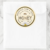 Metallic Gold Honey Label Bee Daisy Blume Elfenbei Runder Aufkleber (Tasche)