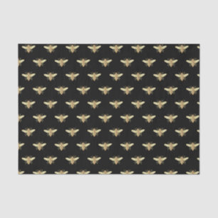 Metallic Gold Honeybee auf Black Tissue Paper Seidenpapier