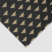 Metallic Gold Honeybee auf Black Tissue Paper Seidenpapier (Ausschnitt)