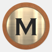 Metallic Gold Initial Runder Aufkleber (Vorderseite)