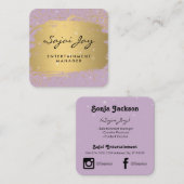 Metallic Gold Lila und sparsam gebürstet Quadratische Visitenkarte (Vorne/Hinten)