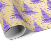 Metallic Gold Lila Weihnachtsbaummuster Geschenkpapier (Rolleneckpunkt)