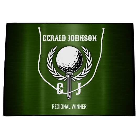 Metallic Gold Lines Golf Monogram Design Small Gif Große Geschenktüte (Vorderseite)
