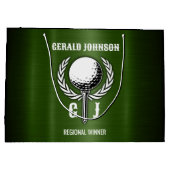 Metallic Gold Lines Golf Monogram Design Small Gif Große Geschenktüte (Rückseite)