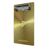 Metallic Gold Look Elegante Mit Monogramm Vorlage Mini Klemmbrett (Gewinkelt2)