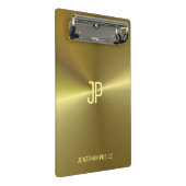 Metallic Gold Look Elegante Mit Monogramm Vorlage Mini Klemmbrett (Schrägansicht)