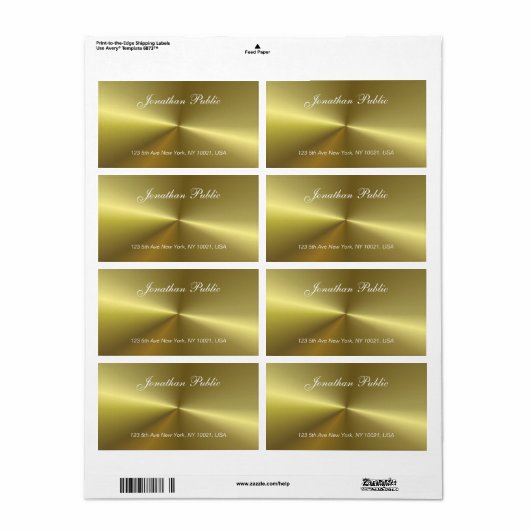 Metallic Gold Look Elegantes Script Trendy Templat (Vorne)