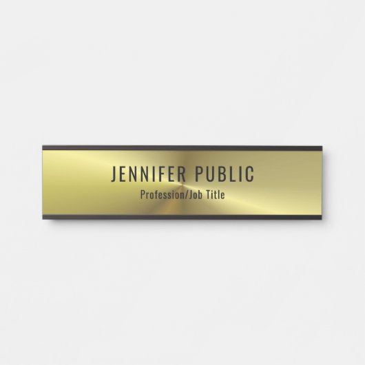 Metallic Gold Look Glamour Trendy Template Türschild (Vorderseite )