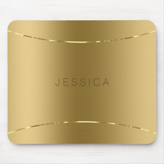 Metallic Gold Look Hintergrund Monogrammiert Mousepad (Vorne)