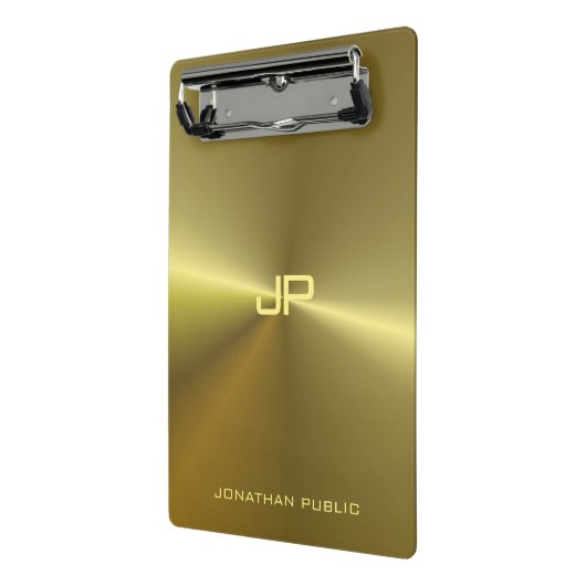 Metallic Gold Look Moderne Elegant Mit Monogramm Mini Klemmbrett (Gewinkelt2)