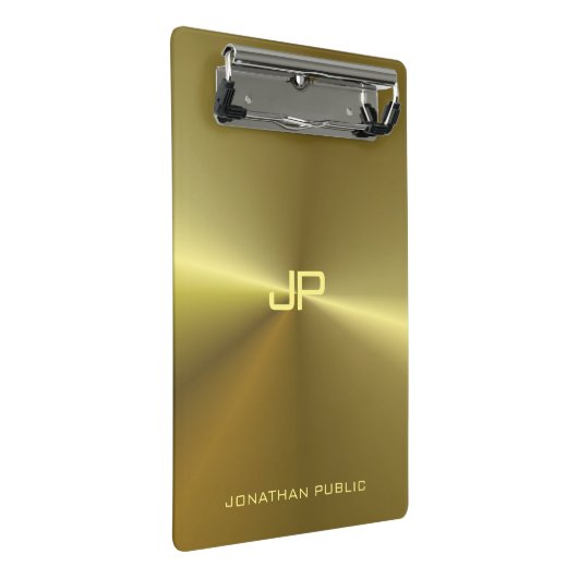 Metallic Gold Look Moderne Elegant Mit Monogramm Mini Klemmbrett (Schrägansicht)
