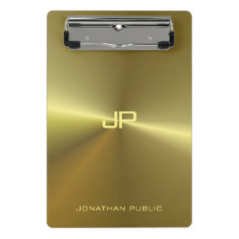 Metallic Gold Look Moderne Elegant Mit Monogramm Mini Klemmbrett