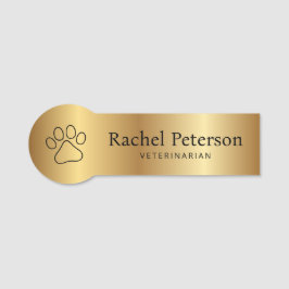 Metallic Gold Moderne Paw Print Veterinary Namensschild