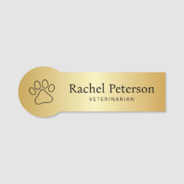 Metallic Gold Moderne Paw Print Veterinary Namensschild