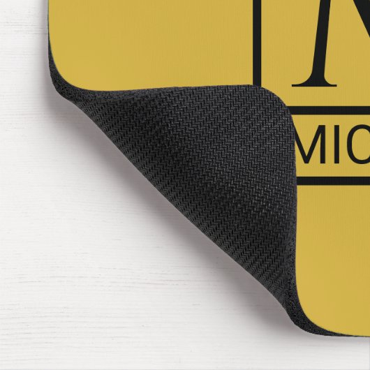 Metallic Gold Mouse Pad mit Initial & Name Mousepad (Ecke)