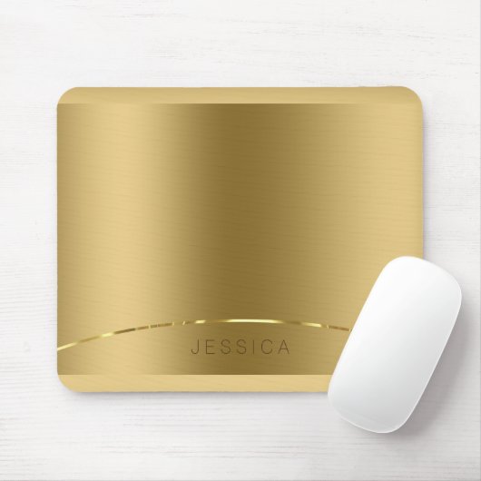 Metallic Gold Print Background Monogrammiert Mousepad (Mit Mouse)