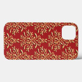 Metallic Gold Red Damask Muster Case-Mate iPhone Hülle (Rückseite (Horizontal))