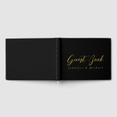 Metallic Gold & Schwarz Beruflich Modernes Elegant Gästebuch (Voll)