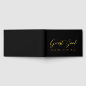 Metallic Gold & Schwarz Beruflich Modernes Elegant Gästebuch (Voll)