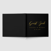 Metallic Gold & Schwarz Beruflich Modernes Elegant Gästebuch (Voll)