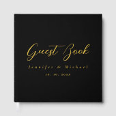 Metallic Gold & Schwarz Beruflich Modernes Elegant Gästebuch (Vorderseite)