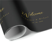 Metallic Gold & Schwarz Beruflich Modernes Elegant Geschenkpapier (Rolleneckpunkt)