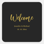 Metallic Gold & Schwarz Beruflich Modernes Elegant Quadratischer Aufkleber (Vorderseite)