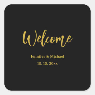 Metallic Gold & Schwarz Beruflich Modernes Elegant Quadratischer Aufkleber