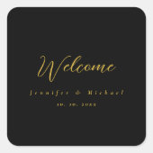 Metallic Gold & Schwarz Beruflich Modernes Elegant Quadratischer Aufkleber (Vorderseite)