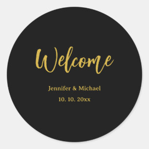 Metallic Gold & Schwarz Beruflich Modernes Elegant Runder Aufkleber
