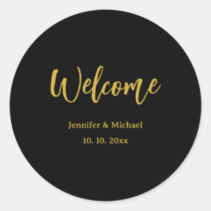 Metallic Gold & Schwarz Beruflich Modernes Elegant Runder Aufkleber